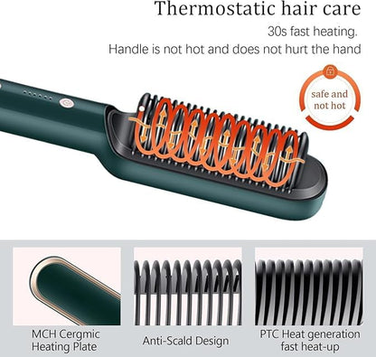 Fast-Heating Anti-Scald Hair Straightening Brush – Safe & Effortless Styling for Every Hair Type