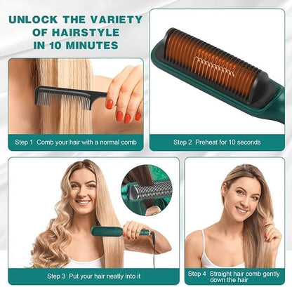 Fast-Heating Anti-Scald Hair Straightening Brush – Safe & Effortless Styling for Every Hair Type